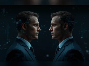 Man face to face with his digital twin